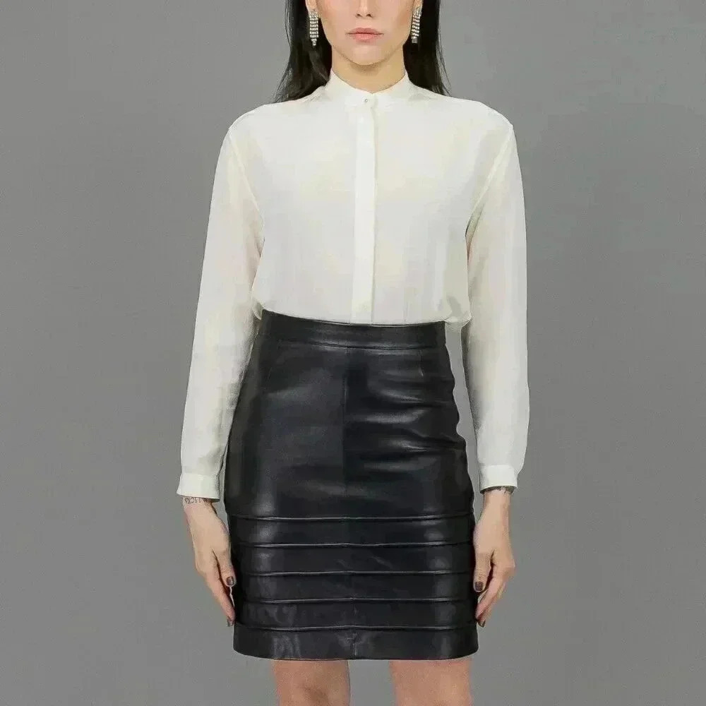 All Saints Short Leather Pencil Skirt Size Small / 4 Office High Waisted Skirt‎